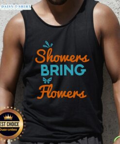 Happy April Showers Bring May Flowers tank top design with colorful floral graphics and cheerful spring vibe.
