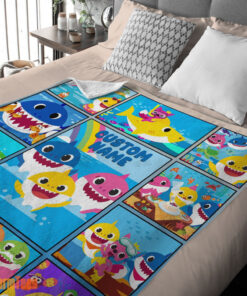 Happy Baby Shark Family & Friends Collage Blanket Fleece Customized Blanket