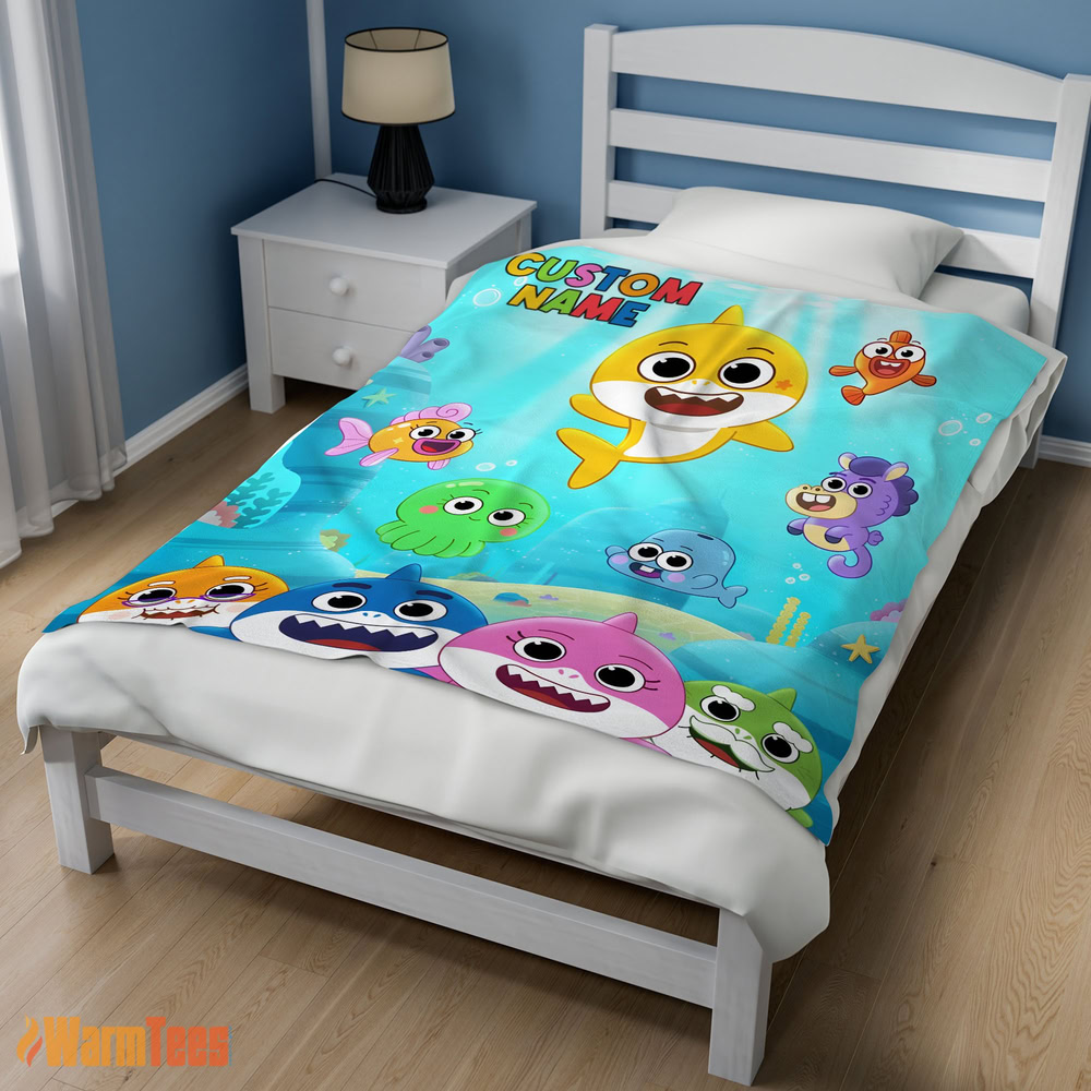happy-baby-shark-friends-poster-rainbow-text-blanket-fleece-customized-blanket-mk-02 Happy Baby Shark & Friends Poster Rainbow Text Blanket Fleece Customized Blanket