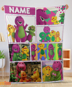 Happy Barney & Friends Characters Collage Blanket Fleece Customized Blanket