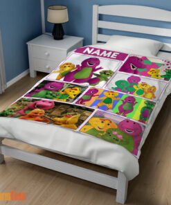 Happy Barney & Friends Characters Collage Blanket Fleece Customized Blanket
