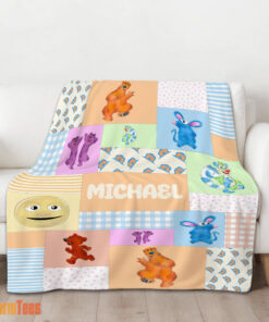Happy Bear In The Big Blue House Characters Patchwork Blanket Fleece Customized Blanket