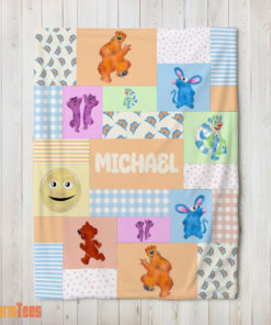 Happy Bear In The Big Blue House Characters Patchwork Blanket Fleece Customized Blanket