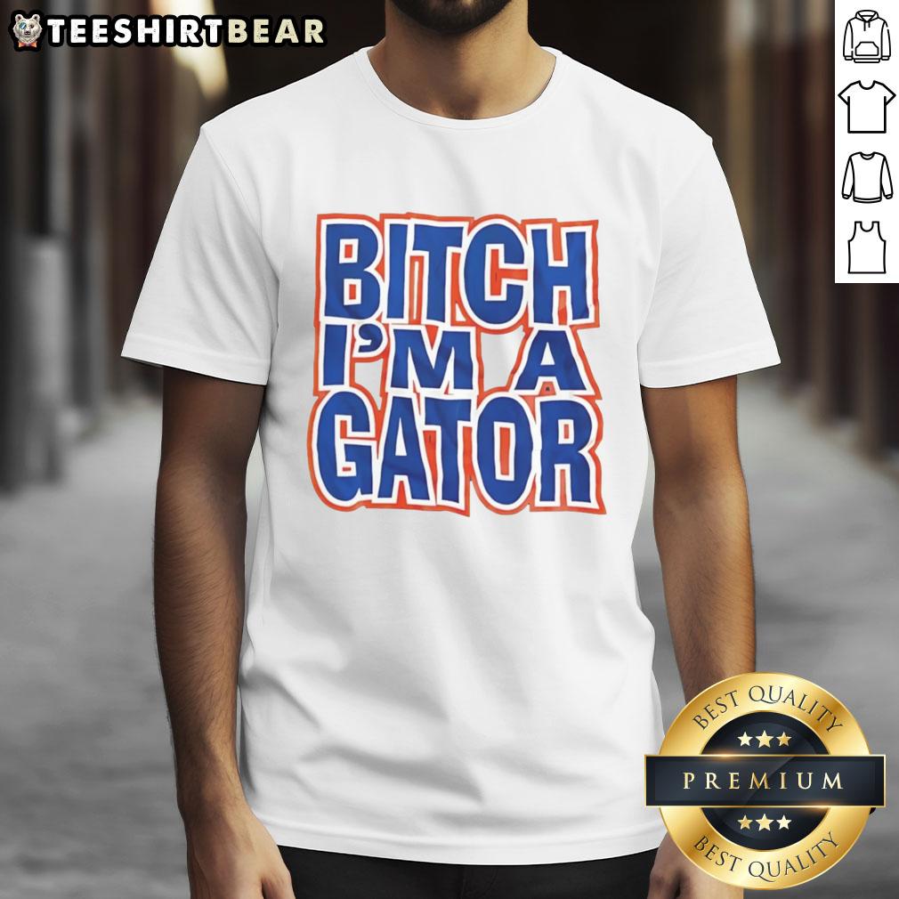 Happy Bitch I'M A Gator T Shirt Happy Bitch I'M A Gator T-Shirt featuring a vibrant alligator graphic and bold text, perfect for casual wear and fans.