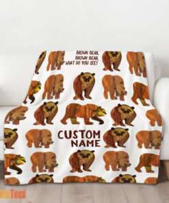 Happy Brown Bear Brown Bear Blanket Fleece Customized Blanket