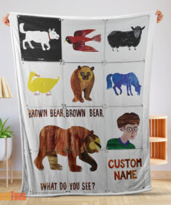 Happy Brown Bear Brown Bear What Do You See Blanket Fleece Customized Blanket