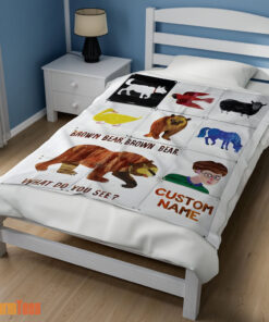Happy Brown Bear Brown Bear What Do You See Blanket Fleece Customized Blanket