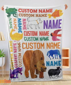 Happy Brown Bear, Brown Bear, What Do You See Gift Blanket Fleece Customized Blanket