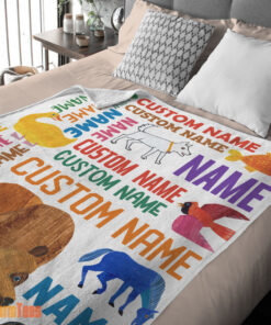 Happy Brown Bear, Brown Bear, What Do You See Gift Blanket Fleece Customized Blanket