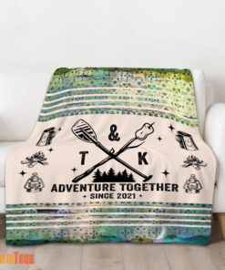 Happy Camping Couple Adventure Together Since Blanket Fleece Customized Blanket