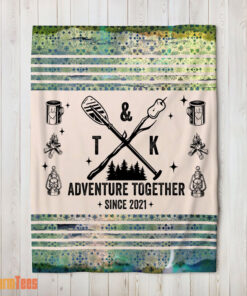 Happy Camping Couple Adventure Together Since Blanket Fleece Customized Blanket