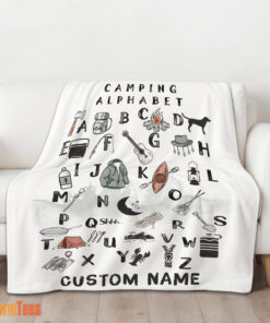 Happy Camping Equipment Camping Alphabet Blanket Fleece Customized Blanket
