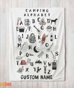 Happy Camping Equipment Camping Alphabet Blanket Fleece Customized Blanket