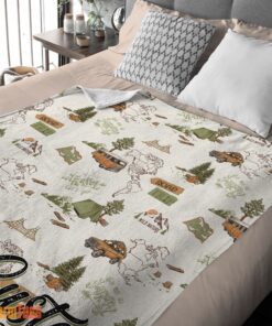 Happy Camping Theme Velveteen Plush Blanket Fleece Customized Blanket - Image 3