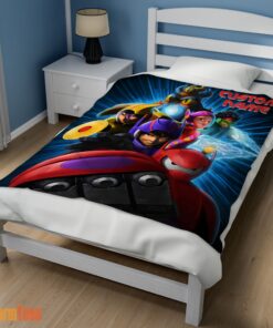 Happy Cartoon Big Hero 6 Friends Blanket Fleece Customized Blanket - Image 3