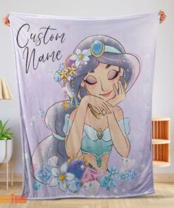 Happy Cartoon Disney Aladdin Jasmine Princess Blanket Fleece Customized Blanket