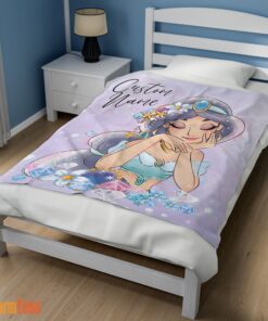 Happy Cartoon Disney Aladdin Jasmine Princess Blanket Fleece Customized Blanket - Image 3