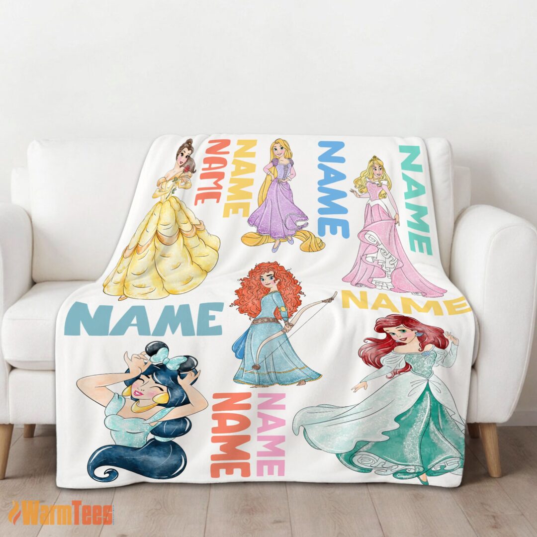 happy-cartoon-disney-princess-blanket-fleece-customized-blanket-mk-01 Happy Cartoon Disney Princess Blanket Fleece Customized Blanket - Image 2