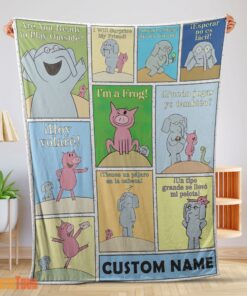 Happy Cartoon Elephant & Piggie Blanket Fleece Customized Blanket