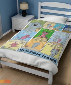 Happy Cartoon Elephant & Piggie Blanket Fleece Customized Blanket - Image 3