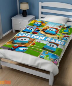 Happy Cartoon Leo The Truck With Friends Blanket Fleece Throw Customized Blanket - Image 3