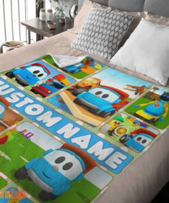 Happy Cartoon Leo The Truck With Friends Blanket Fleece Throw Customized Blanket - Image 2