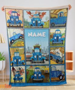 Happy Cartoon Little Blue Truck Cute Blanket Fleece Customized Blanket