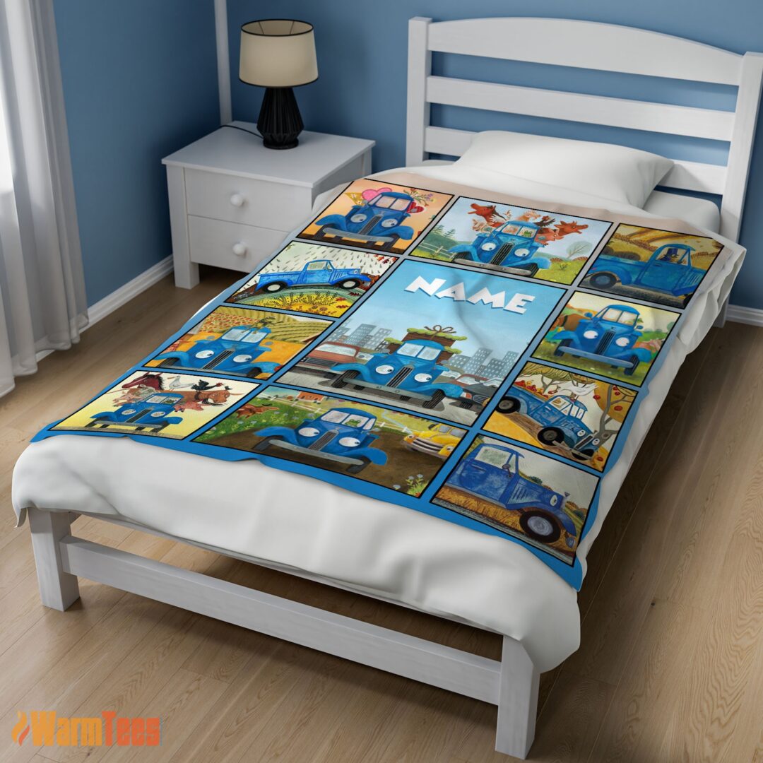 happy-cartoon-little-blue-truck-cute-blanket-fleece-customized-blanket-mk-02 Happy Cartoon Little Blue Truck Cute Blanket Fleece Customized Blanket - Image 3