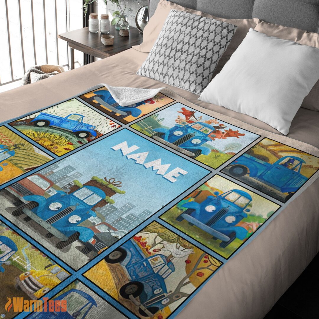happy-cartoon-little-blue-truck-cute-blanket-fleece-customized-blanket-mk-03 Happy Cartoon Little Blue Truck Cute Blanket Fleece Customized Blanket - Image 2