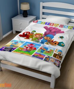 Happy Cartoon Pocoyo Lovely Birthday Party Cute Blanket Fleece Customized Blanket - Image 3