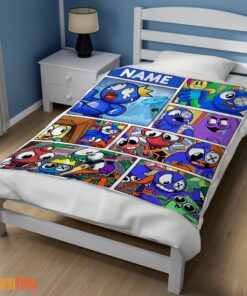 Happy Cartoon Rainbow Friends Roblox Blanket Fleece Customized Blanket - Image 3