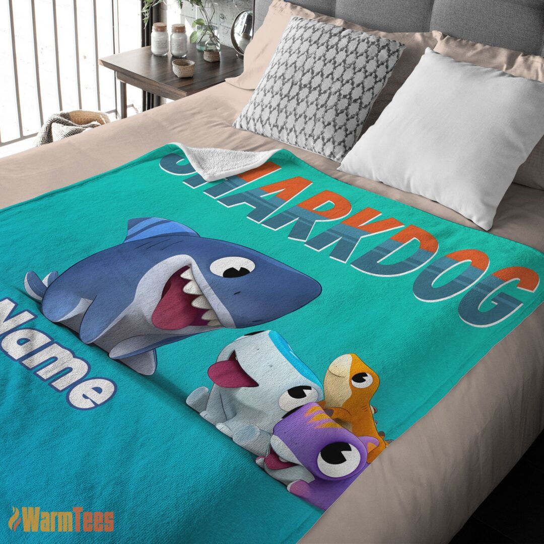 happy-cartoon-sharkdog-fintastic-halloween-blanket-fleece-customized-blanket-mk-03 Happy Cartoon Sharkdog Fintastic Halloween Blanket Fleece Customized Blanket - Image 2