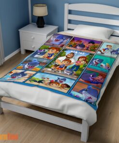 Happy Cartoon Sharkdog With Family Blanket Fleece Customized Blanket - Image 3