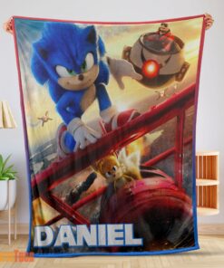 Happy Cartoon Sonic With Friends Blanket Fleece Customized Blanket