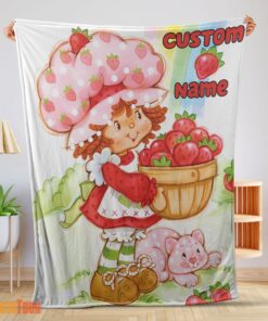 Happy Cartoon Strawberry Shortcake Blanket – Customize Blanket