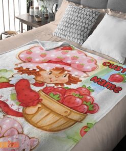 Happy Cartoon Strawberry Shortcake Blanket – Customize Blanket - Image 2