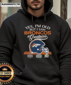 Happy Denver Broncos hoodie with helmet design, celebrating greatness for fans who appreciate team history.