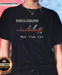 Happy Disclosure New York City ladies tee featuring vibrant design, perfect for casual outings and music fans.