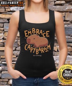 Cute tank top featuring a happy capybara embracing the 'do nothing' lifestyle, perfect for capybarism enthusiasts.