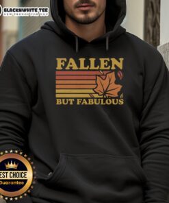 Cozy hoodie featuring a vibrant design of happy fallen autumn leaves, perfect for chilly fall days.