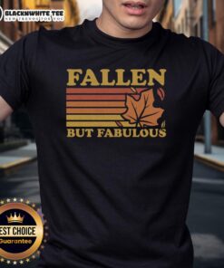 Happy Fallen Autumn Leaves T-Shirt featuring vibrant fall colors and leaf designs, perfect for autumn fashion lovers.