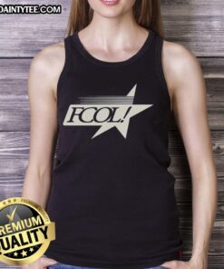 Alt Text: Happy Fcol Star logo tank top featuring a vibrant design, perfect for casual summer outfits and active wear.