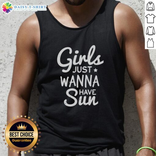 Happy girls just wanna have sun Christmas tank top featuring vibrant colors and a fun, festive design for summer celebrations.