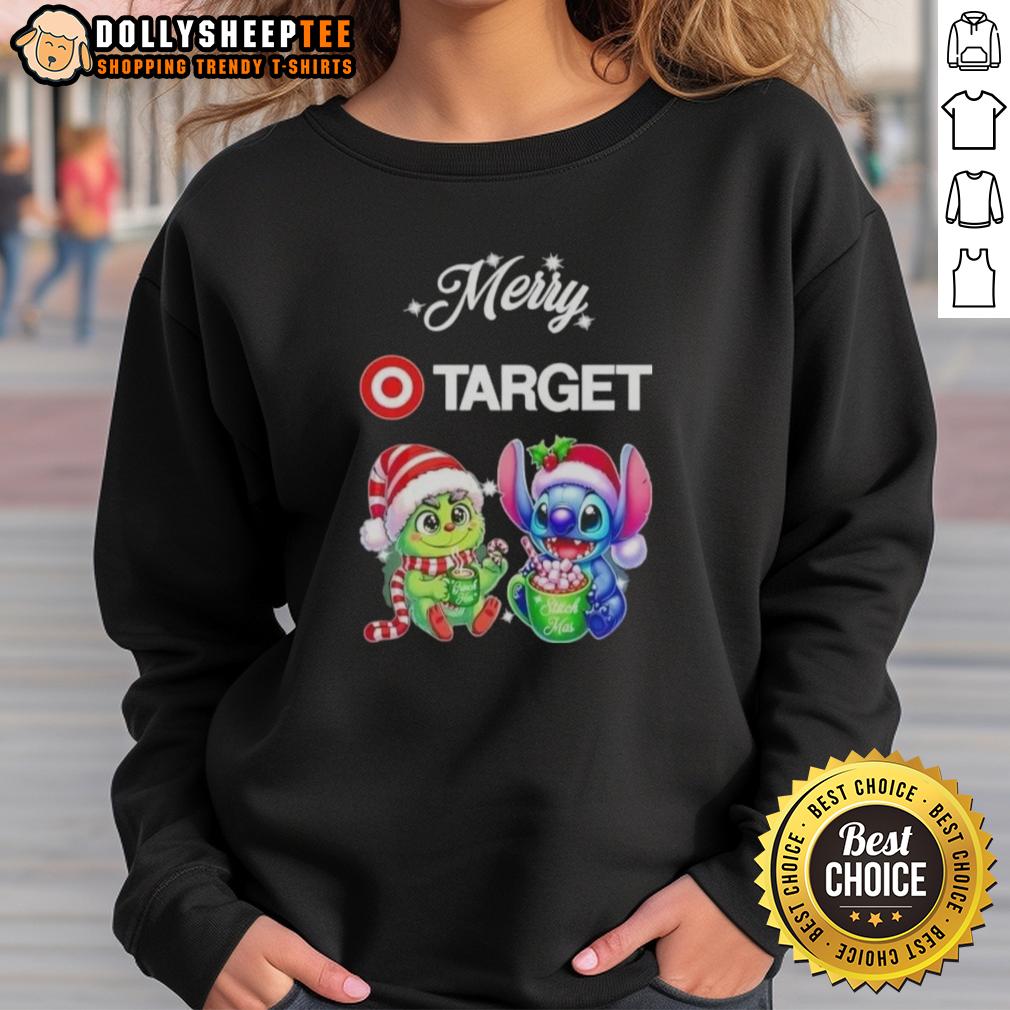 Happy Grinch And Stitch X Target Merry Christmas Sweatshirt Happy Grinch and Stitch X Target Merry Christmas sweatshirt featuring festive designs perfect for holiday cheer.