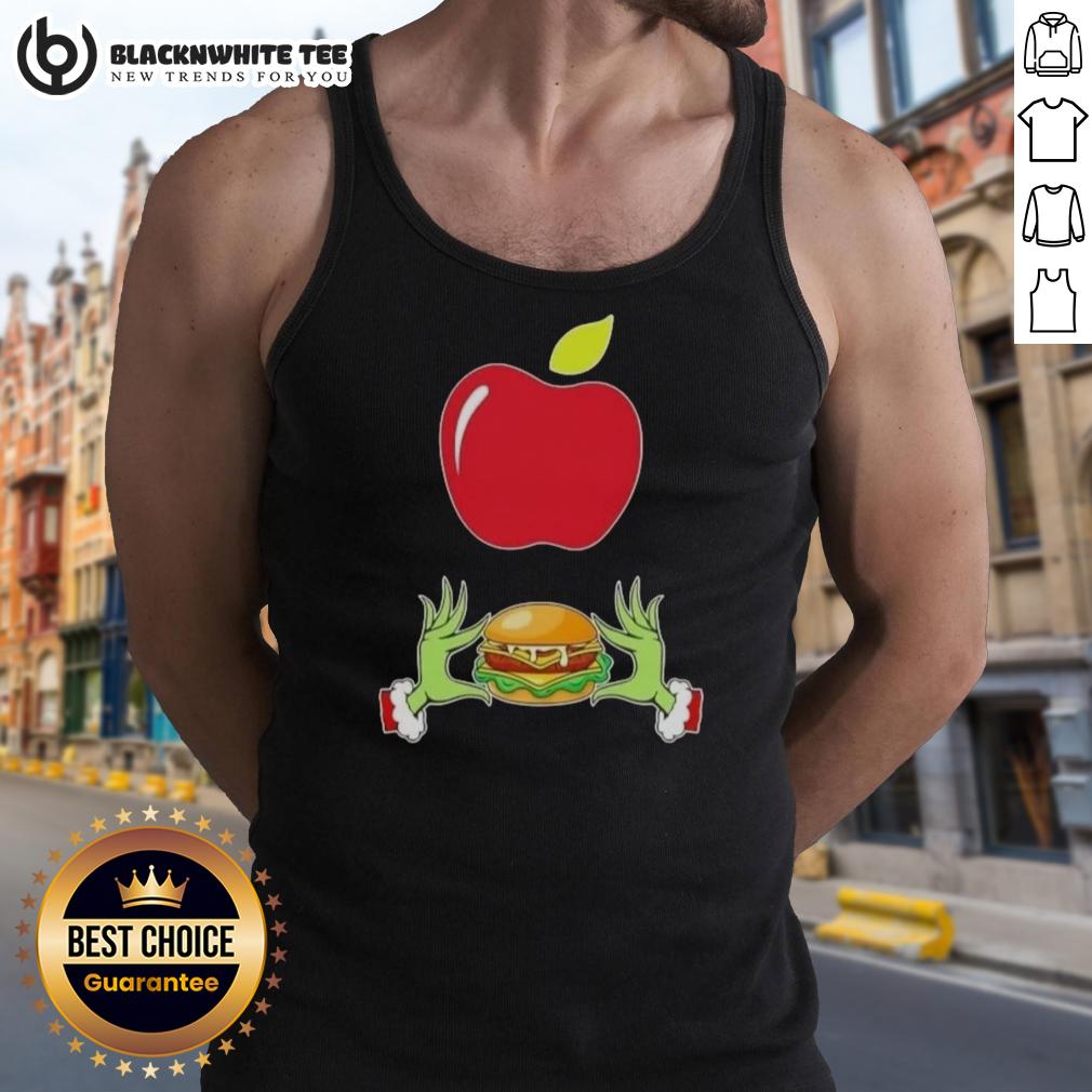 Happy Grinch Hands Love Applebee'S Merry Christmas Tank Top Happy Grinch hands forming a heart with 'Love Applebee's' on a Merry Christmas tank top, perfect for festive cheer.