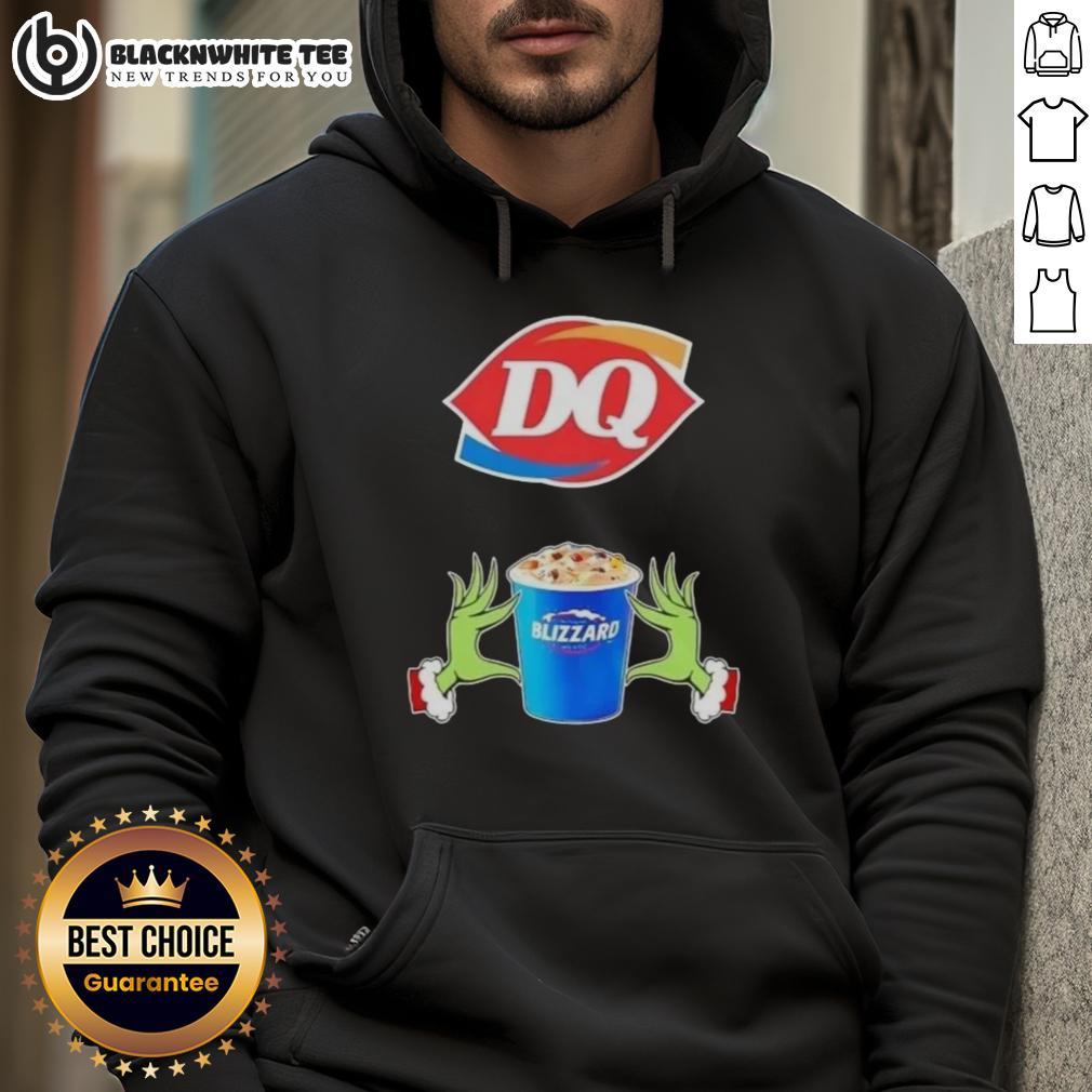 Happy Grinch Hands Love Dairy Queen Merry Christmas Hoodie Happy Grinch hands making a heart shape in a Dairy Queen Merry Christmas hoodie, celebrating the festive spirit.