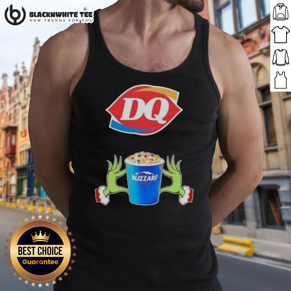 Happy Grinch Hands Love Dairy Queen Merry Christmas Tank Top Happy Grinch hands making a heart shape in a Dairy Queen Merry Christmas tank top, celebrating festive cheer.