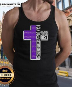 TCU Horned Frogs football cross tank top featuring 'I Can Do All Things Through Christ Who Strengthens Me' design.