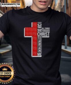 Happy I Can Do All Things Through Christ Who Strengthens Me Utah Utes Football Cross T-Shirt design for fans.