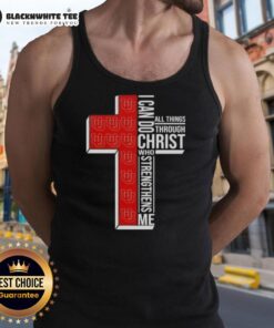 Happy I Can Do All Things Through Christ Who Strengthens Me Utah Utes football cross tank top in vibrant colors.